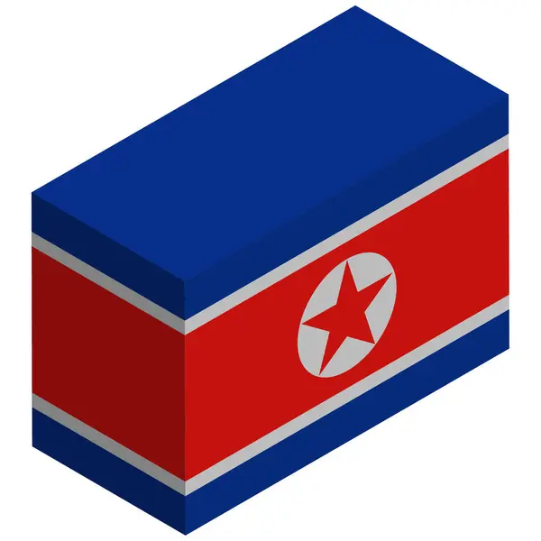 Bandera Nacional Corea Del Norte Isométrico Renderizado — Archivo Imágenes Vectoriales
