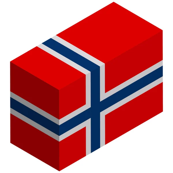 Nationalflagge Norwegens Isometrische Darstellung — Stockvektor