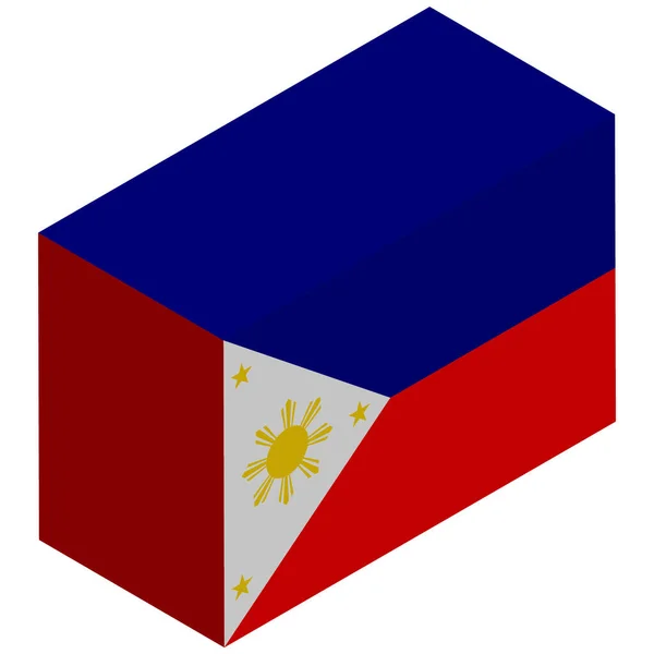 Nationale Vlag Van Filipijnen Isometrische Weergave — Stockvector