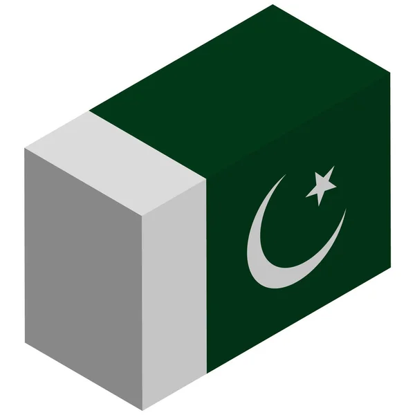 Nationalflagge Pakistans Isometrische Darstellung — Stockvektor