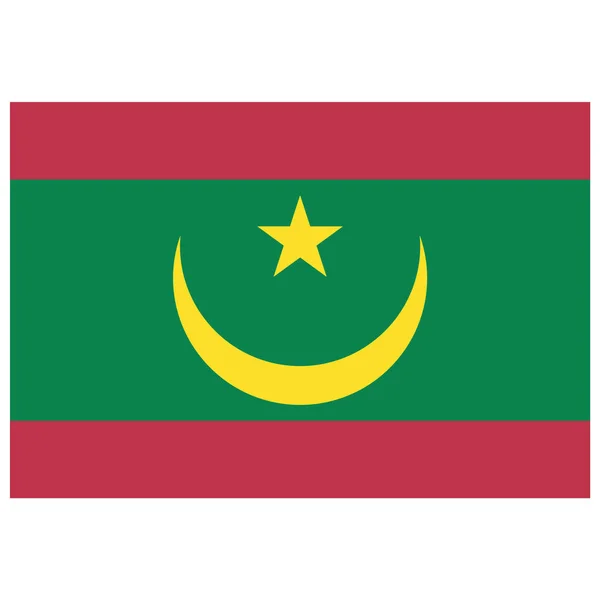Bandera Nacional Mauritania Icono Color Plano — Vector de stock