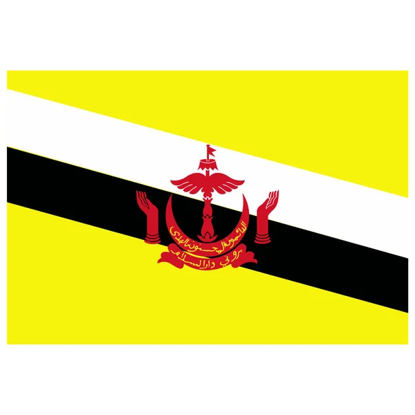 Bandera Nacional Brunei Icono Color Plano — Vector de stock