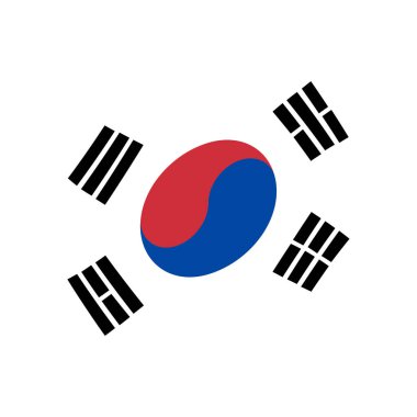 Güney Kore 'nin Ulusal Bayrağı - Düz Renk Simgesi.