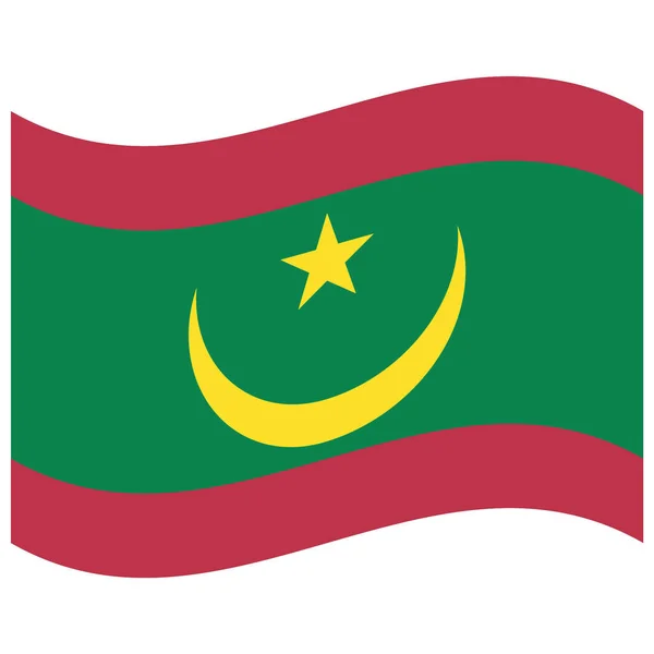 Bandera Nacional Mauritania Icono Color Plano — Vector de stock