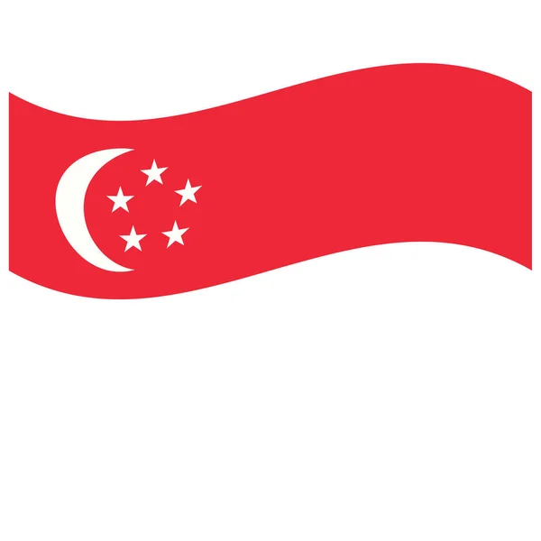 Nationale Vlag Van Singapore Vlakke Kleur Pictogram — Stockvector