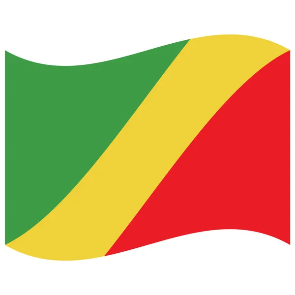 Bandera Nacional Del Congo República Icono Color Plano — Vector de stock