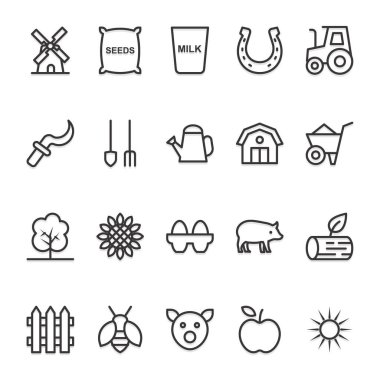 Tarım, tarım ve bahçıvanlık için özet simgeleri.