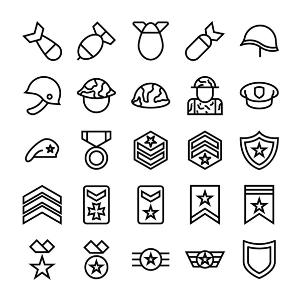 Outline Icons Army Military — Stock Vector