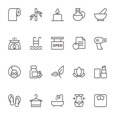 Güzellik ve kaplıca için özet simgeleri.