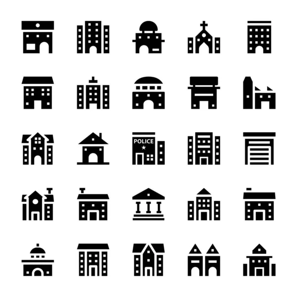 Glyph Icons Building — Stock Vector