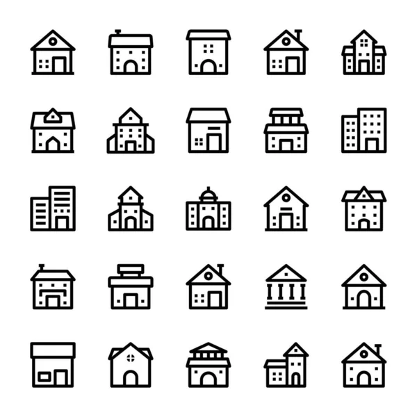 Icônes Contour Pour Construction — Image vectorielle