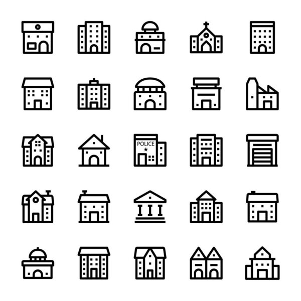 Outline icons for building.