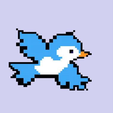 8 bit piksel kırlangıç kuşu. Çizim. Yut.