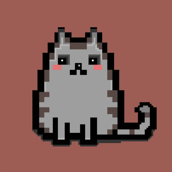 Cute kitten pet pixel art-isolated illustration. Hot cat