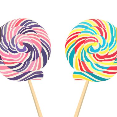 İki renkli 3d lolipop, sarmal karamel.