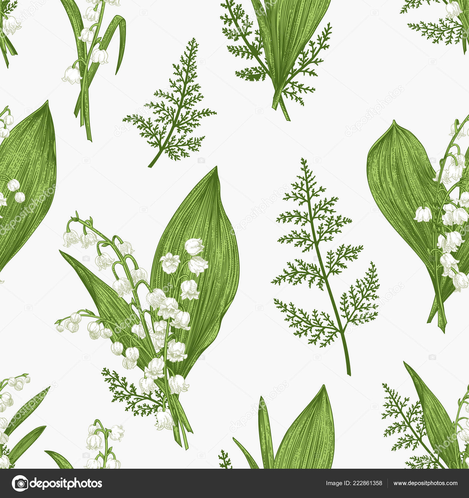 Spring Seamless Pattern Lily Valley Flowers Stock Vector C Lisla 222861358