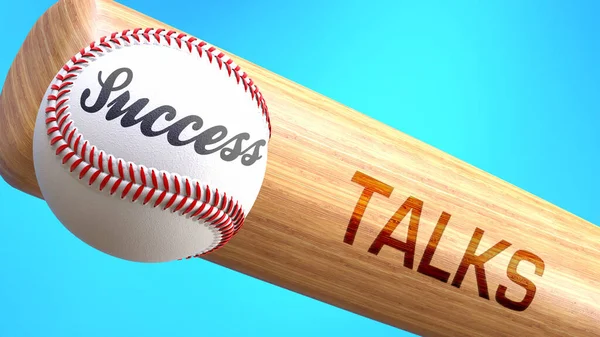 Success in life depends on talks - pictured as word talks on a bat, to show that talks is crucial for successful business or life., 3d illustration