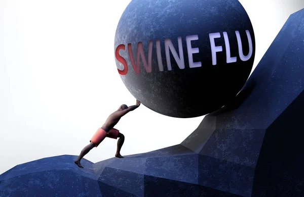 Die Schweinegrippe Als Problem Das Das Leben Erschwert Symbolisiert Durch — Stockfoto