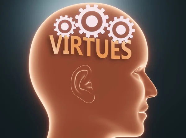 Virtues Inuti Människans Sinne Avbildad Som Ord Virtues Inuti Ett — Stockfoto