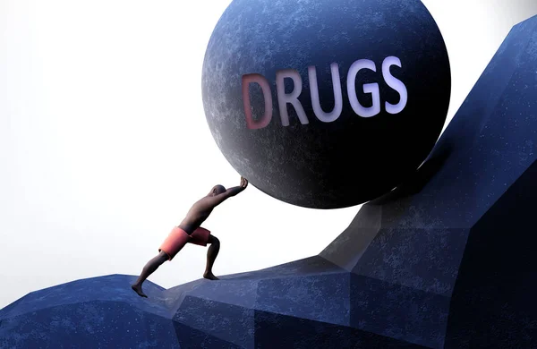 Drogas Como Problema Que Torna Vida Mais Difícil Simbolizado Por — Fotografia de Stock