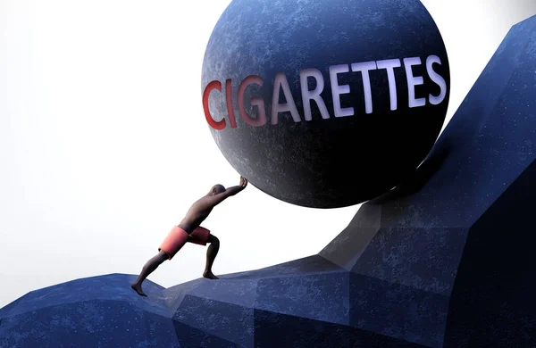Cigarettes Comme Problème Qui Rend Vie Difficile Symbolisé Par Une — Photo