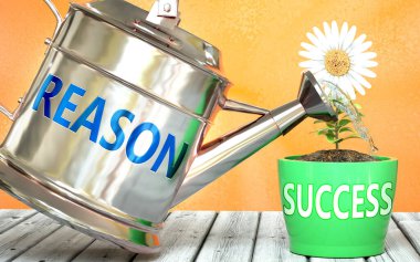 Mantık başarının sağlanmasına yardım eder - bir sulama konservesi üzerindeki mantığın başarıyı sembolize etmesi için kelime mantığı olarak resmedilir ve hayatta ve iş hayatında kazanç için şarttır, 3D illüstrasyon