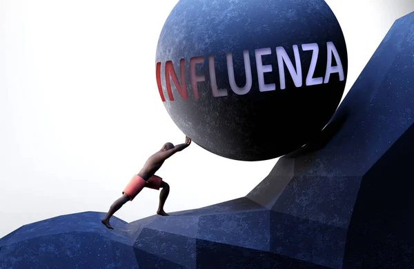 Grippe Als Problem Das Das Leben Erschwert Symbolisiert Durch Eine — Stockfoto