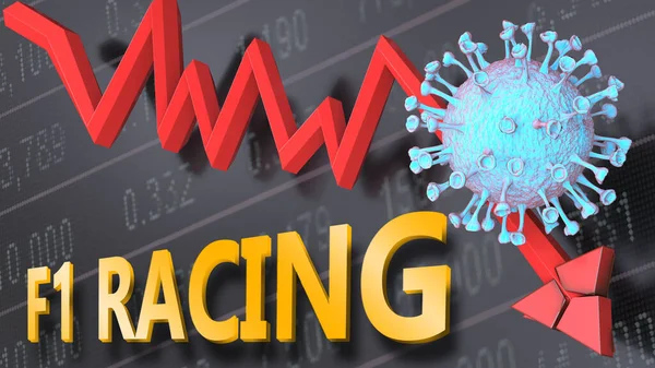 Covid Virus Racing Price Stock Graph 상징되는 Covid Virus Racing — 스톡 사진