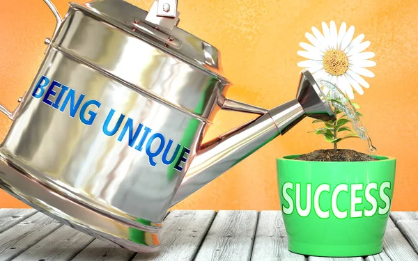 Being Unique Helps Achieve Success Pictured Word Being Unique Watering — Stock Photo, Image