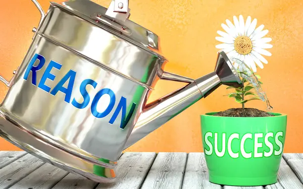 Mantık başarının sağlanmasına yardım eder - bir sulama konservesi üzerindeki mantığın başarıyı sembolize etmesi için kelime mantığı olarak resmedilir ve hayatta ve iş hayatında kazanç için şarttır, 3D illüstrasyon