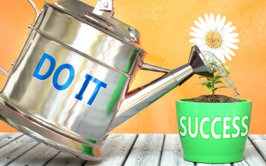 Başarının sağlanmasına yardım eder mi? Kelimesi kelimesine resmedilmiş bir sulama kutusunda bunu sembolize et. Başarının büyümesini sağla.