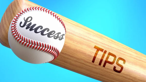 Success in life depends on tips - pictured as word tips on a bat, to show that tips is crucial for successful business or life., 3d illustration