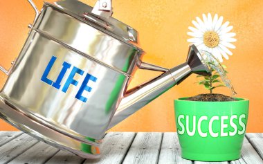 Hayat başarının sağlanmasına yardım eder. Sulama üzerine hayat, hayatın başarısını sembolize eder. Hayat ve iş hayatında kazanç için şarttır.