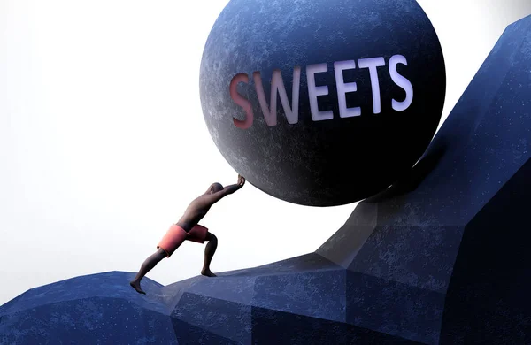 Sweets Als Een Probleem Dat Het Leven Moeilijker Maakt Gesymboliseerd — Stockfoto