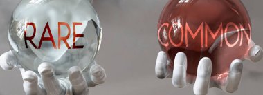 Dengeli bir hayatta yaygın ve nadide kelimeler olarak resmedilmiştir. Nadir ve yaygın olanın dengede kalması gerektiğini göstermek için, 3d illüstrasyon