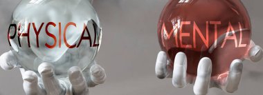 Dengeli bir hayatta zihinsel ve fiziksel olarak, fiziksel ve zihinsel olarak, fiziksel olarak, fiziksel ve zihinsel olarak dengede durması gerektiğini gösteren kelimeler olarak resmedilmiştir.