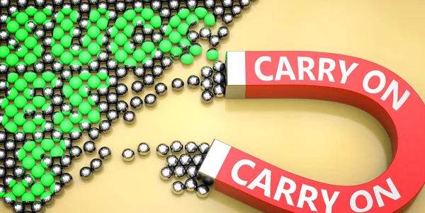 Carry Zieht Erfolg Dargestellt Als Wort Carry Magnet Symbolisieren Dass — Stockfoto