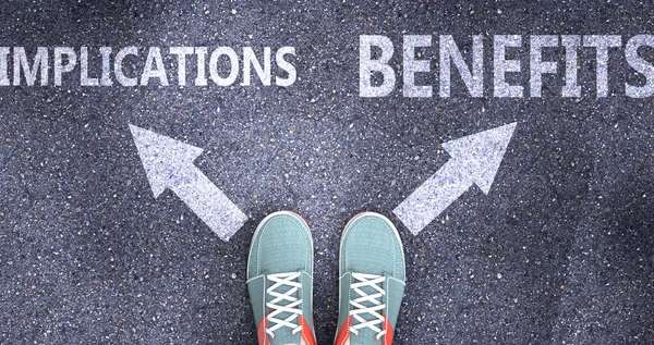 Implications Benefits Different Choices Life Pictured Words Implications Benefits Road — Stock Photo, Image