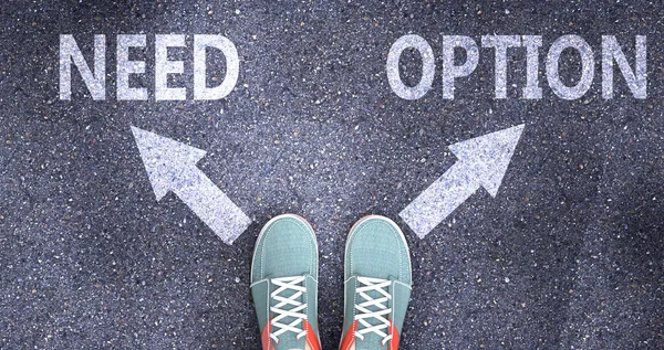 Notwendigkeit Und Option Als Unterschiedliche Entscheidungen Leben Dargestellt Als Worte — Stockfoto