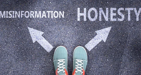 Misinformation Honesty Different Choices Life Pictured Words Misinformation Honesty Road — Stock Photo, Image