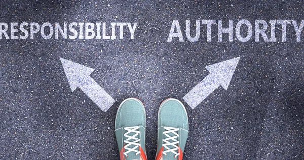 Verantwortung Und Autorität Als Unterschiedliche Entscheidungen Leben Dargestellt Als Worte — Stockfoto
