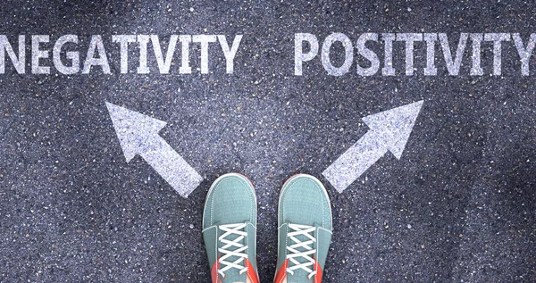 Negatividad Positividad Como Diferentes Opciones Vida Representado Como Palabras Negatividad — Foto de Stock
