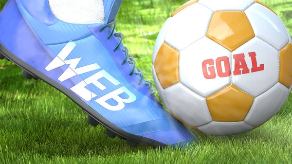 Web Life Goal Pictured Word Web Football Shoe Symbolize Web — Stock Photo, Image