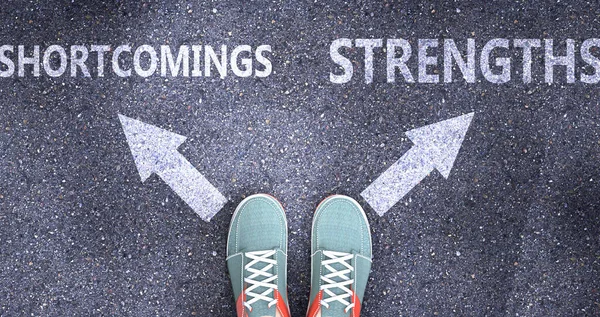 Shortcomings Strengths Different Choices Life Pictured Words Shortcomings Strengths Road — Stock Photo, Image