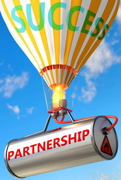 Partnerschaft Und Erfolg Dargestellt Als Wort Partnerschaft Und Luftballon Symbolisieren — Stockfoto