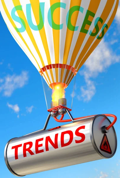 Trends Success Pictured Word Trends Balloon Symbolize Trends Can Help — Stock Photo, Image