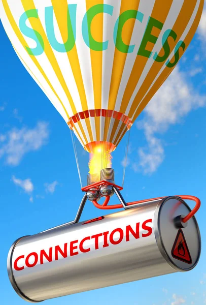 Connecties Succes Afgebeeld Als Woord Connecties Een Ballon Symboliseren Dat — Stockfoto