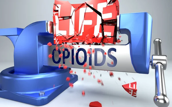 Opioïden Kunnen Het Leven Ruïneren Vernietigen Gesymboliseerd Door Woord Opioïden — Stockfoto