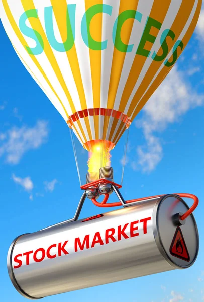 Фондовый Рынок Успех Изображенные Слово Фондовый Рынок Воздушный Шар Символизирующие — стоковое фото