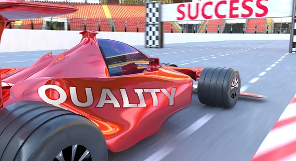 Quality Success Pictured Word Quality Car Symbolize Quality Can Help — Stock Photo, Image